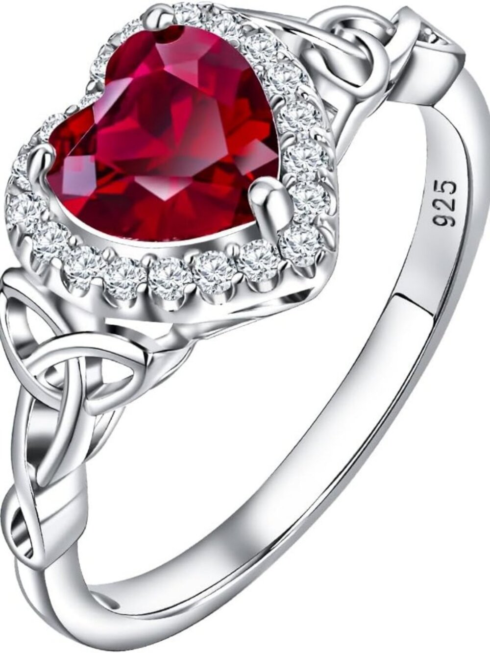 Celtic Birthstone Moissanite Halo Rings for Women - 925 Sterling Silver